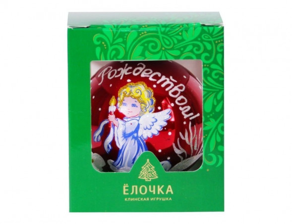 С1164/2 Стеклянный шар Рождественская сказка 85 мм.,красный, Ёлочка  оптом