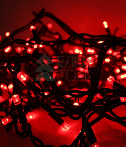 Светодиодная гирлянда Sealed мерцающая 10 м., 220V., 100 красных LED ламп, черный каучук, Beauty Led (LL100BL-1-2R) 