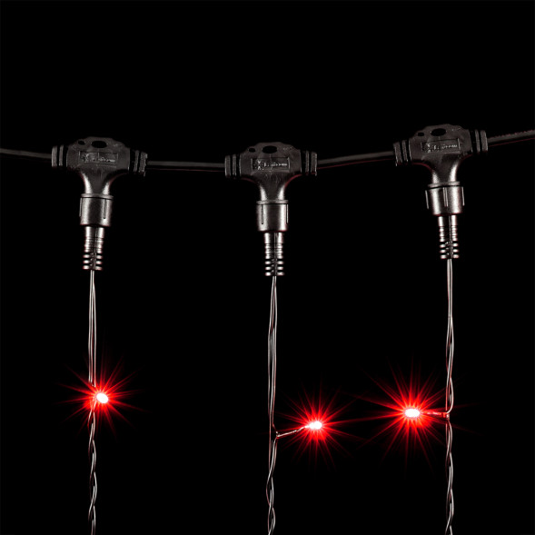 Светодиодный занавес 2*2 м., 400 красных LED ламп, черный провод ПВХ, LTC (PCL402-11-2R) 