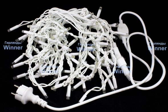 Светодиодная мерцающая бахрома 5*0.6 м., 220V, 170 теплых белых LED ламп, белый каучук, соединяемая, Winner (WW.02.7W.170+) 