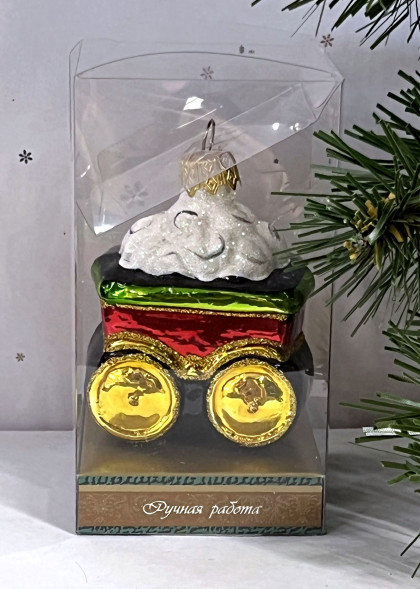 Елочное украшение Вагон, стекло, 6,5 см., 1 шт., Витус (А248) 